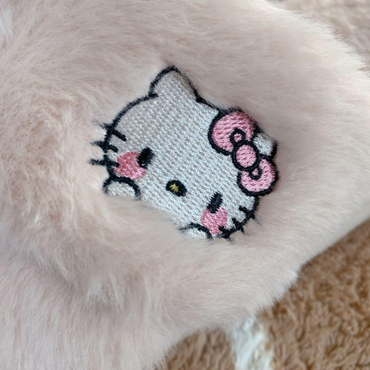 Sanrio Characters Cross Fur Slippers - Hello Kitty