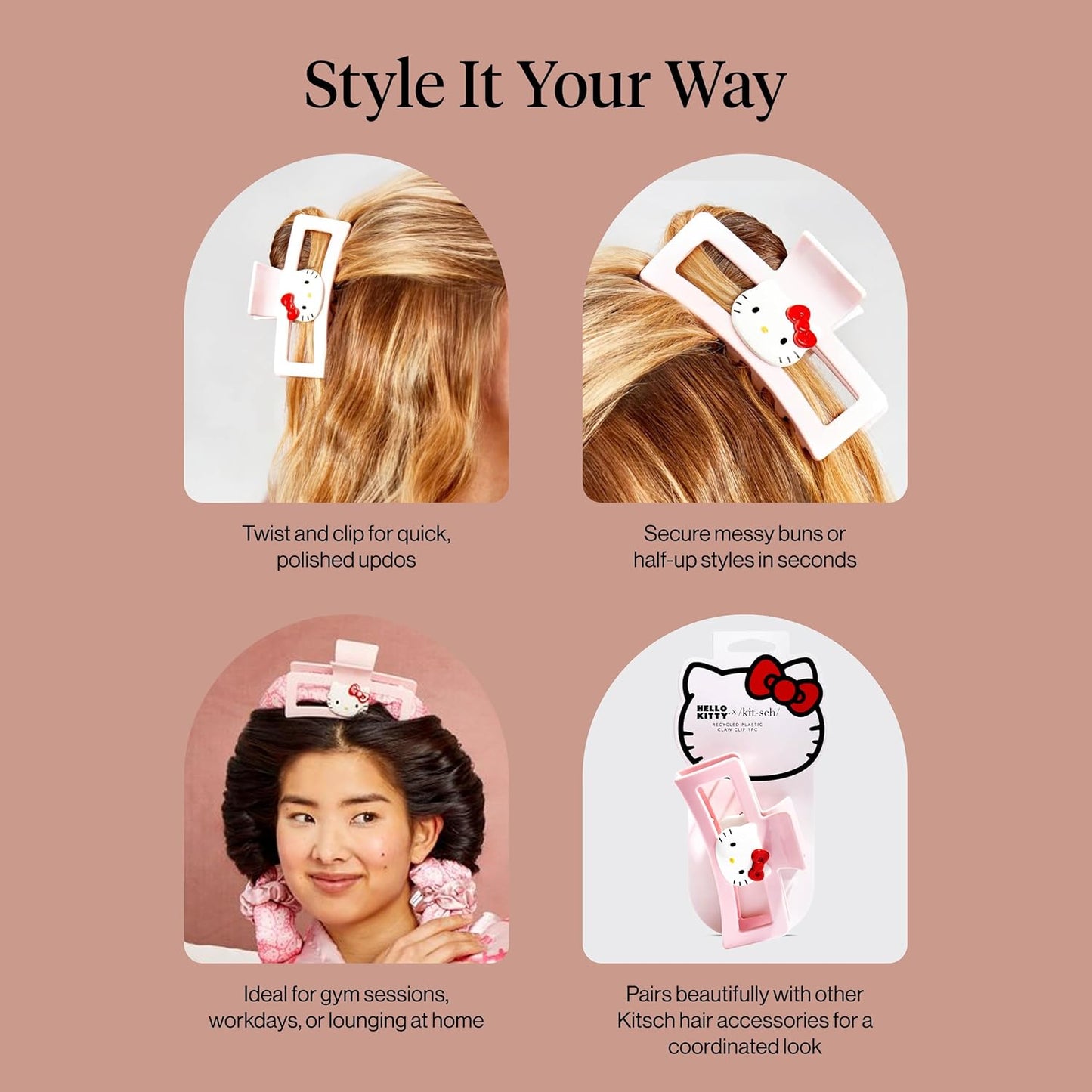 Hello Kitty x Kitsch Recycled Plastic Jumbo Claw Clip