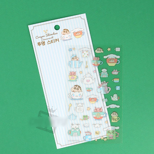 Shin-chan x Cinnamoroll Clear Stickers