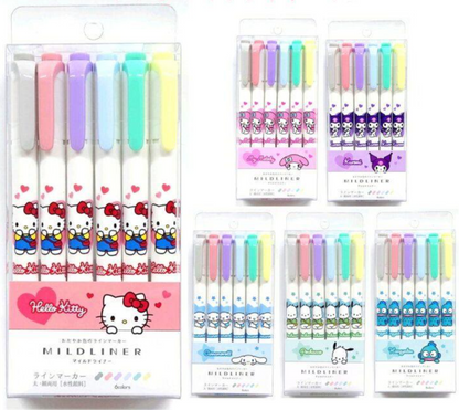 Sanrio Kirby Mildliner Double-Sided Highlighter - Set of 6
