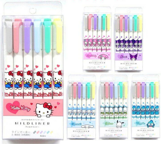 Sanrio Kirby Mildliner Double-Sided Highlighter - Set of 6