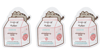 [The Crème Shop] Pusheen | KLEAN BEAUTY Strawberry Milk Sheet Mask (3 Pack)
