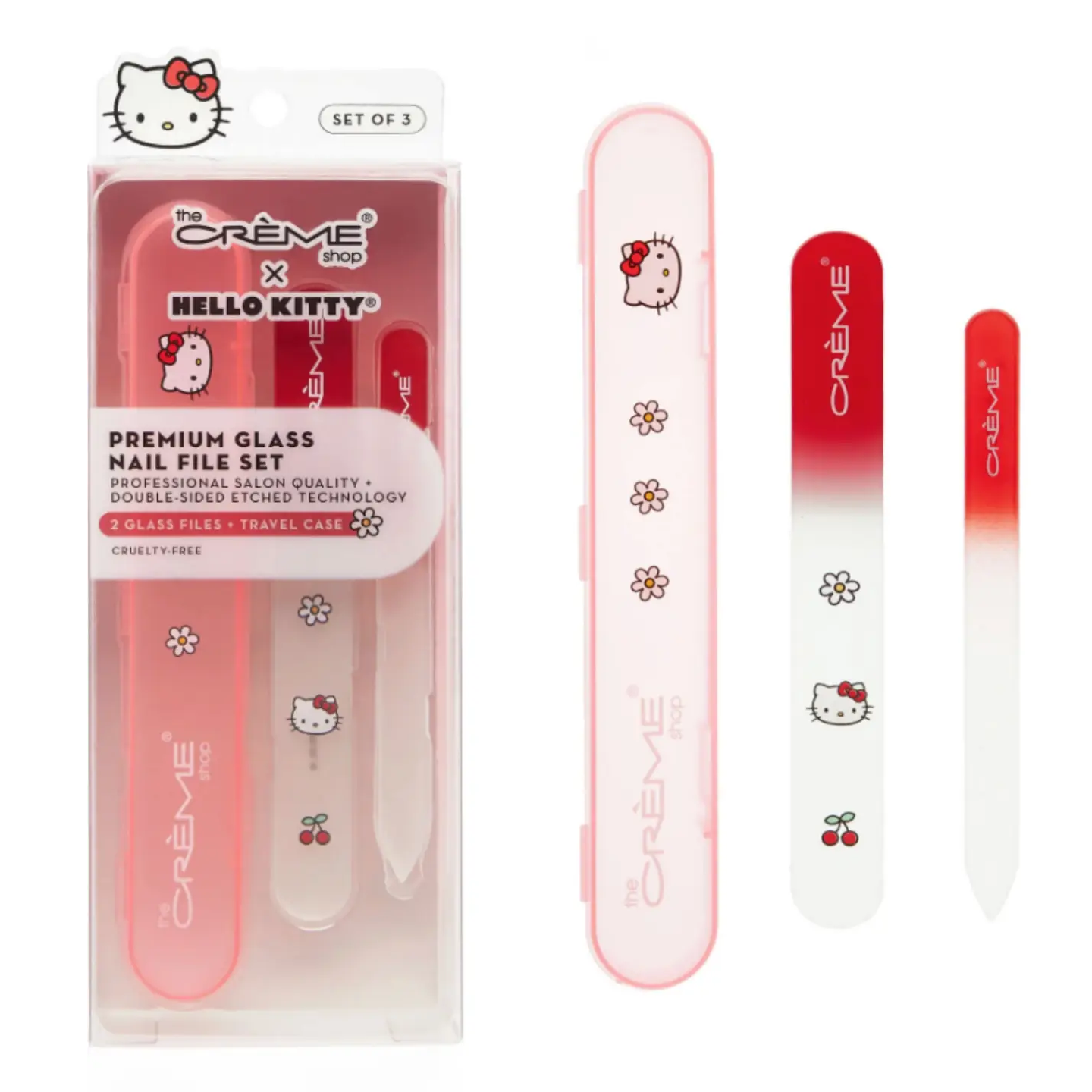 [The Crème Shop] Hello Kitty | Premium Glass Nail File Set (Red)