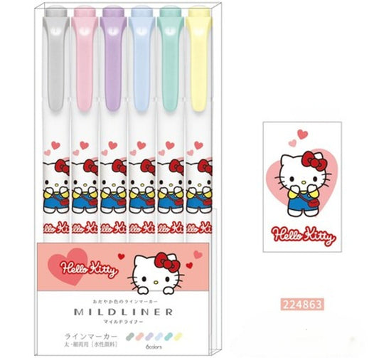 Sanrio Kirby Mildliner Double-Sided Highlighter - Set of 6