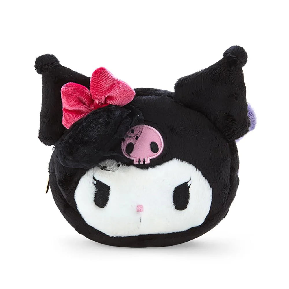 Kuromi & Baku Face Shaped Fur Pouch (Delusional Lady Kuromi)