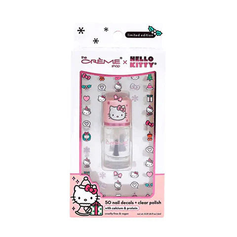 [The Crème Shop] Hello Kitty | Holiday Manicure Set Nail Decals & Clear Polish