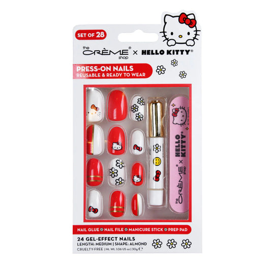 [The Crème Shop] Hello Kitty | Classic Cutie Reusuable Press-on Nail Kit (Red)
