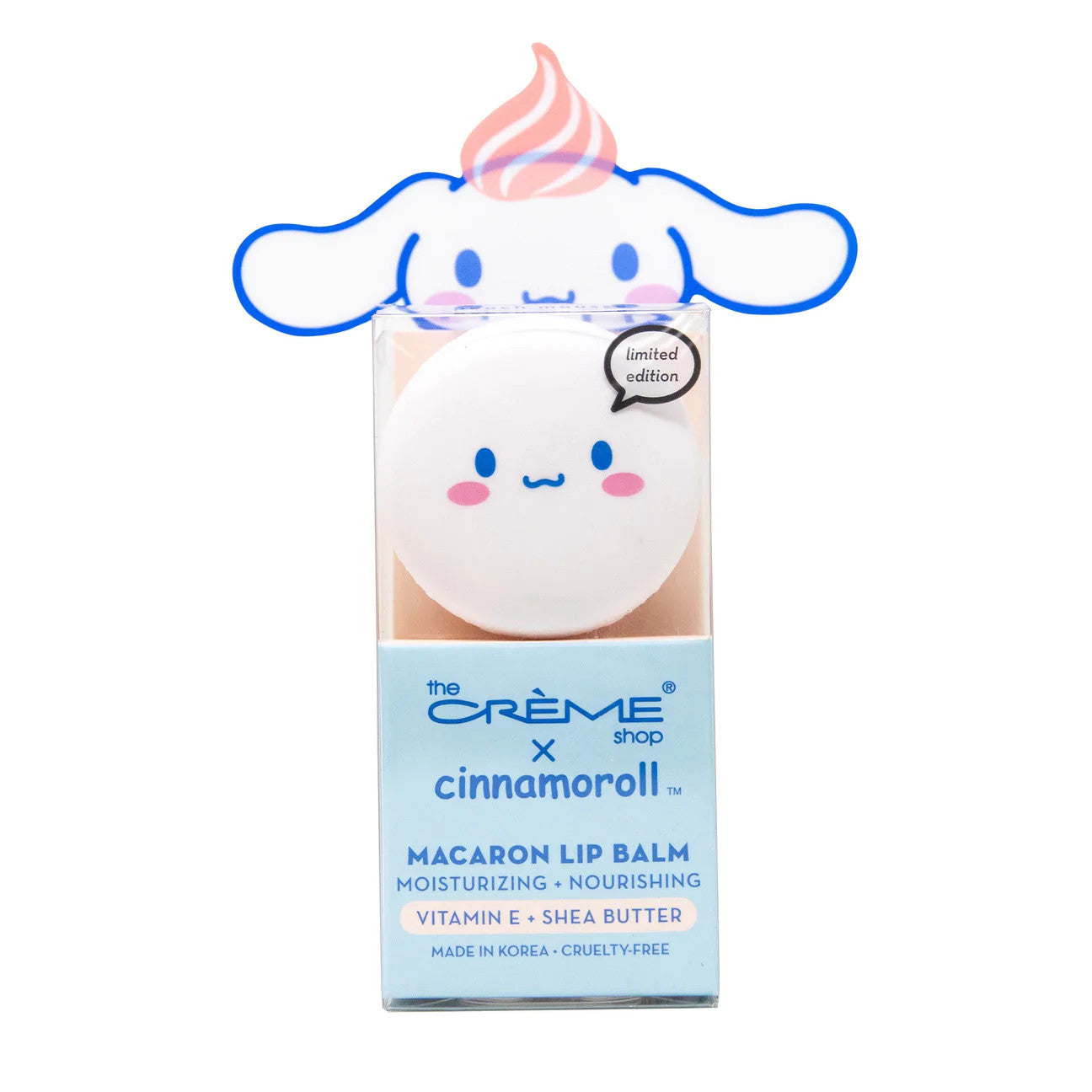 [The Crème Shop] Cinnamorroll | Macaron Lip Balm (Peach Mousse)
