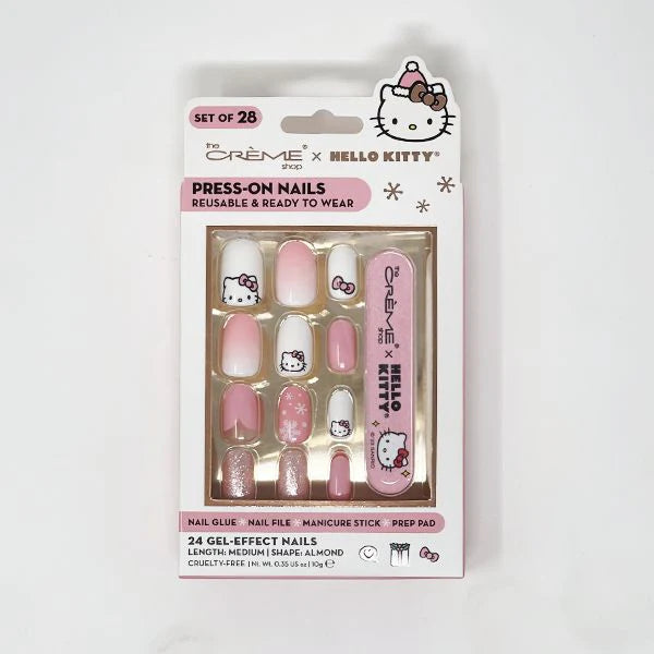 [The Crème Shop] Hello Kitty | Classic Cutie Reusuable Press-on Nail Kit (Pink)