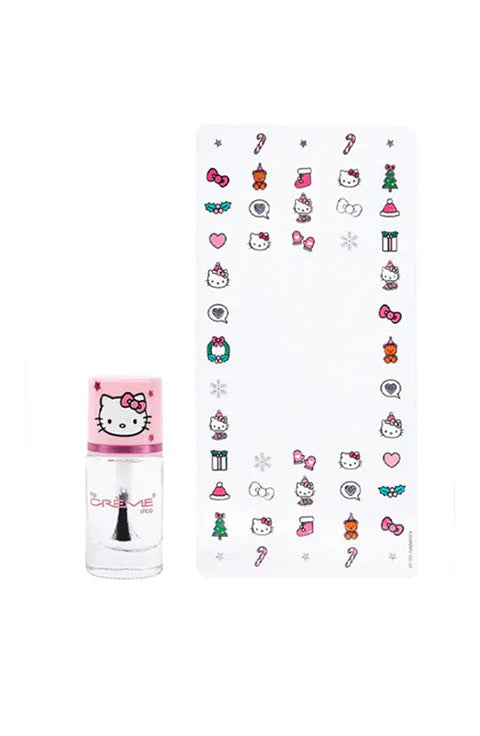 [The Crème Shop] Hello Kitty | Holiday Manicure Set Nail Decals & Clear Polish
