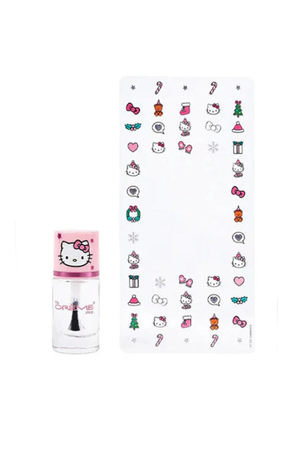 [The Crème Shop] Hello Kitty | Holiday Manicure Set Nail Decals & Clear Polish