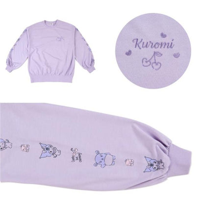 Sanrio Kuromi Cotton Crew Neck Bubble Long Sleeve Top (Sleeve Pattern)