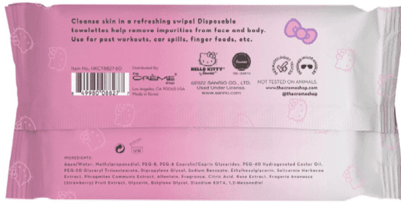 [The Crème Shop] Hello Kitty Cleansing Towelettes 60CT (RoseWater Strawberry)
