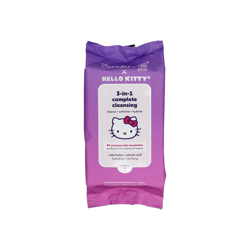 [The Crème Shop] Hello Kitty Purple Complete Cleansing Towelettes 60CT (Watermelon)