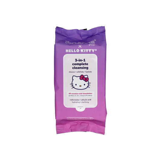 [The Crème Shop] Hello Kitty Purple Complete Cleansing Towelettes 60CT (Watermelon)