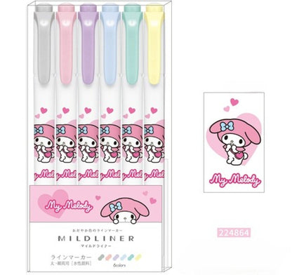 Sanrio Kirby Mildliner Double-Sided Highlighter - Set of 6