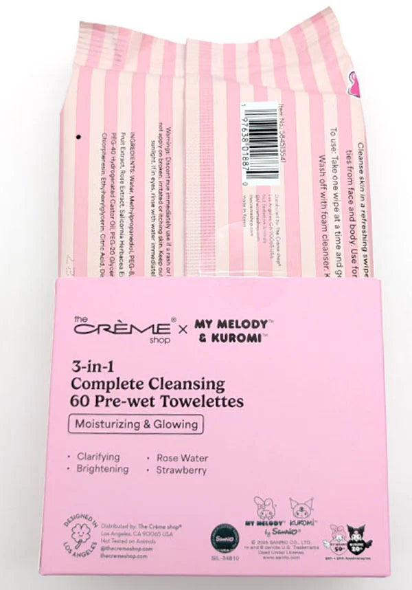 [The Crème Shop] My Melody&Kuromi Cleansing Towelettes 60CT (Strawberry)