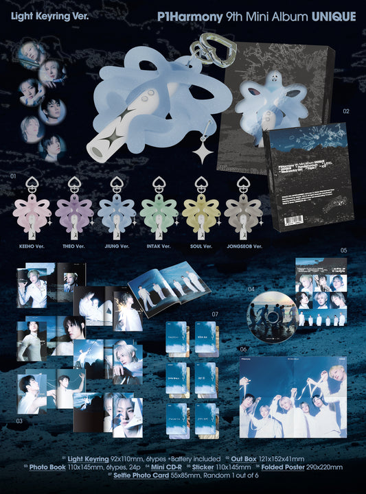 [P1Harmony] UNIQUE (Light Keyring Ver.)