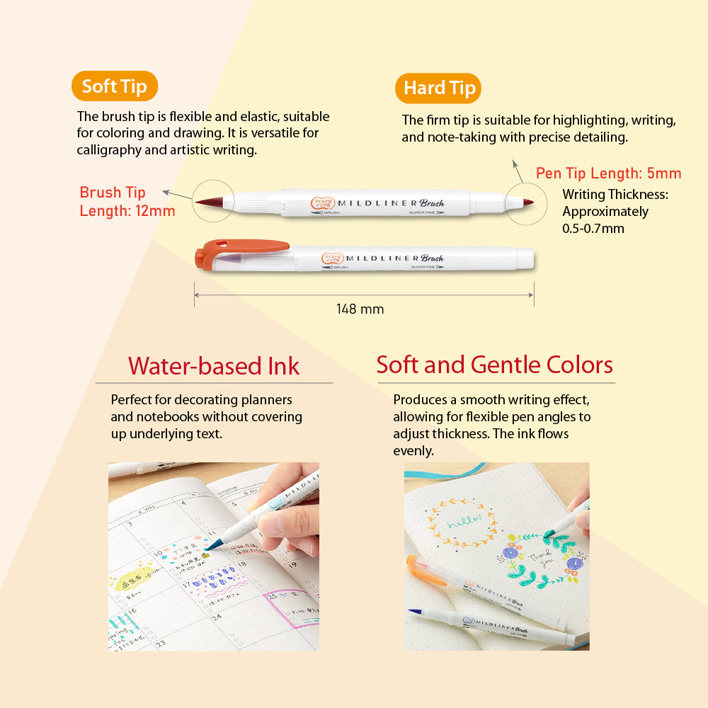 Zebra Mildliner Brush 5-Color Set
