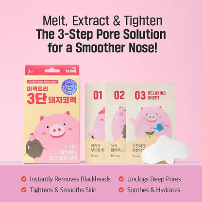 MeFactory 3-Step Blackhead Remover Nose Strips 3 Count