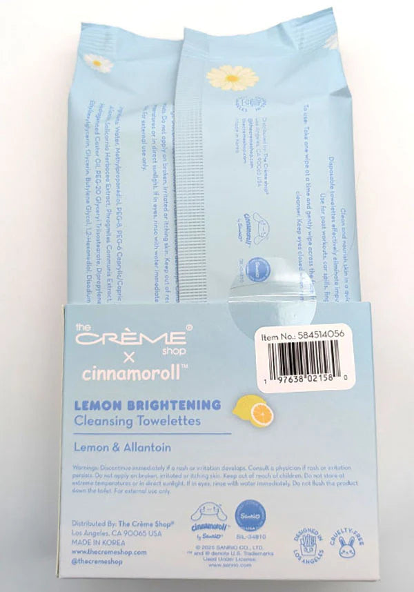 [The Crème Shop] Cinnamoroll Cleansing Towelettes 60CT (Lemon)
