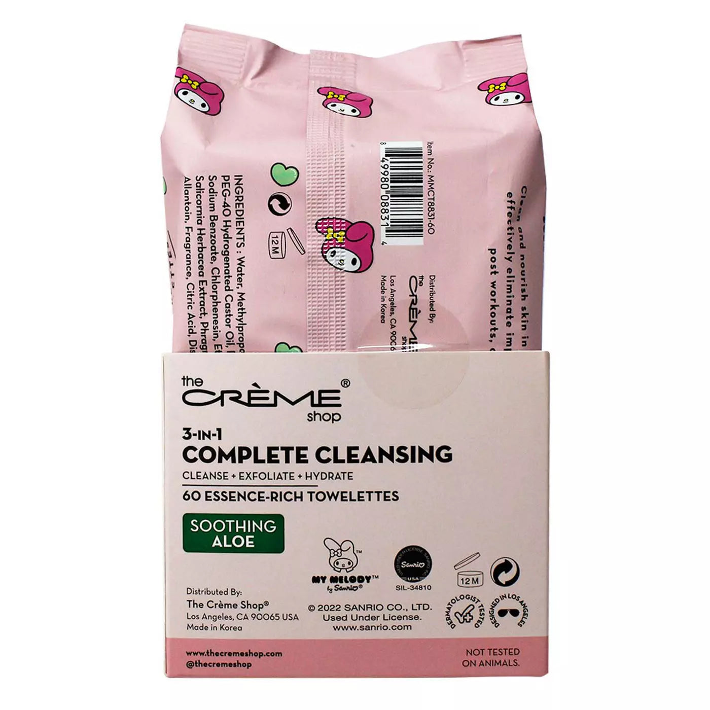 [The Crème Shop] My Melody Cleansing Towelettes 60CT (Smoothing Aloe)
