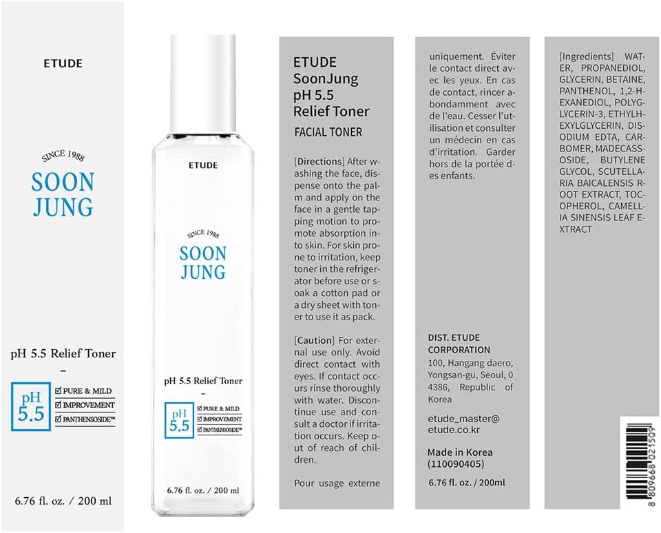 [Etude House] Soon Jung pH 5.5 Relief Toner 180ml
