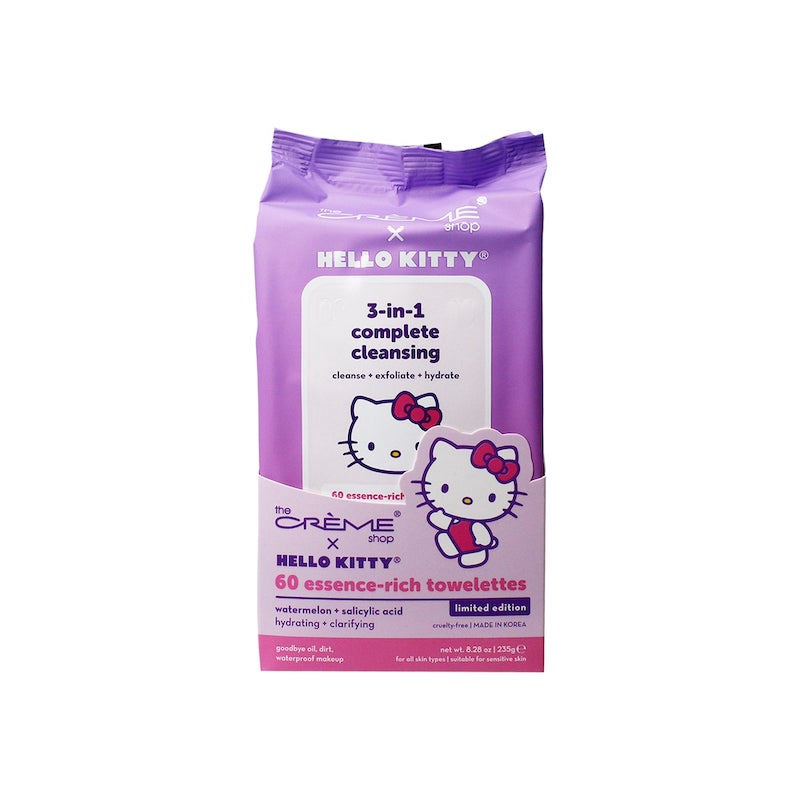 [The Crème Shop] Hello Kitty Purple Complete Cleansing Towelettes 60CT (Watermelon)