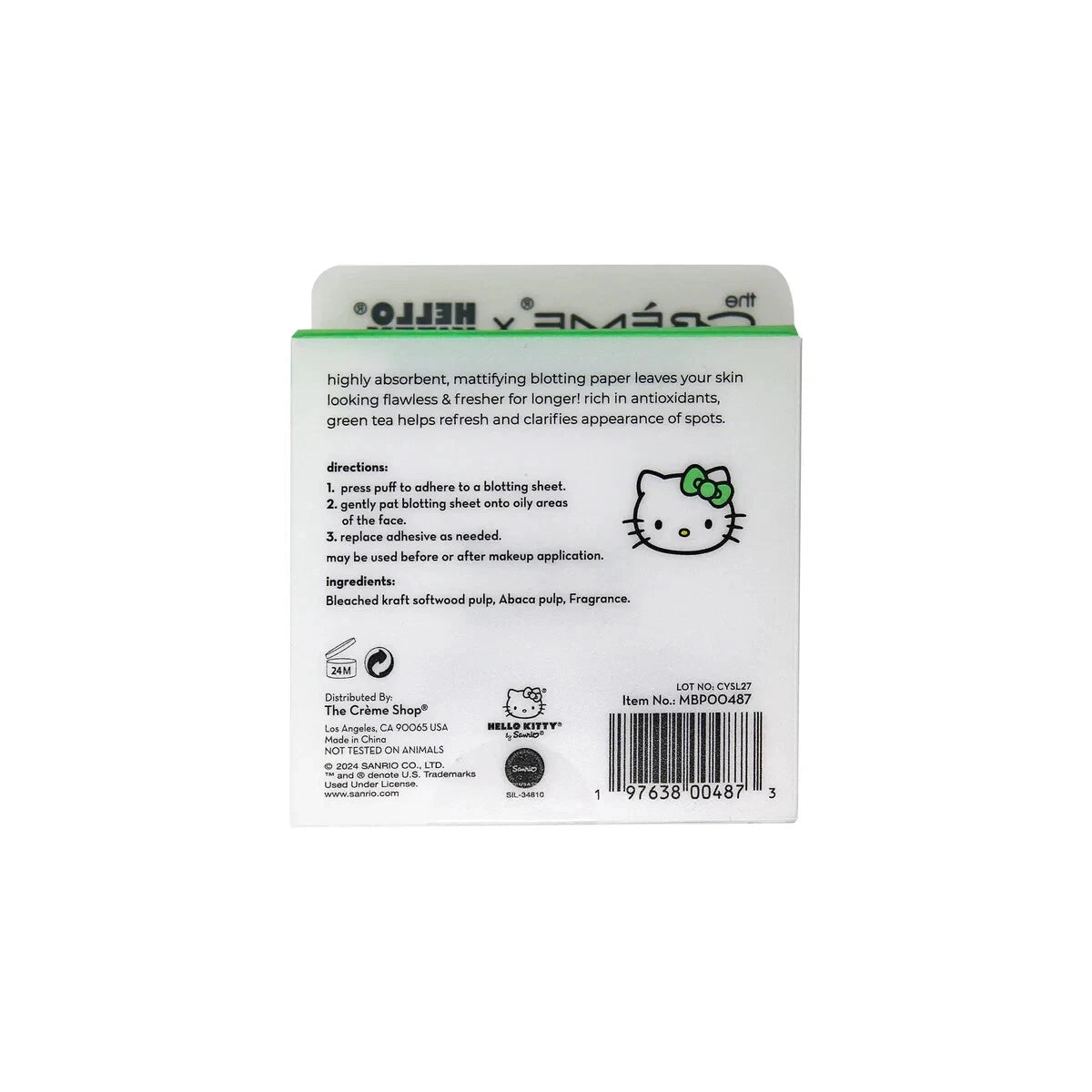 [The Crème Shop] Hello Kitty Matcha Blotting Paper