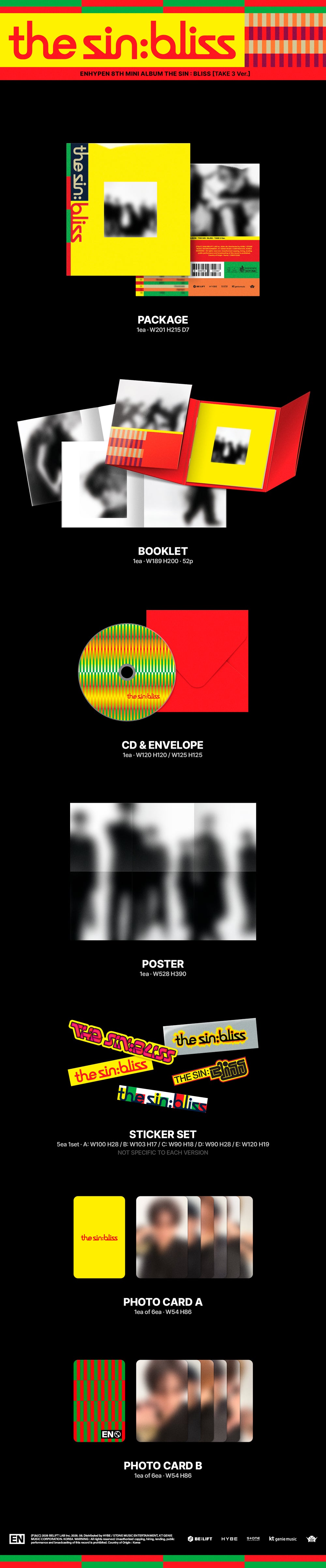 [ENHYPEN] THE SIN : BLISS (TAKE1 Ver, TAKE2 Ver, TAKE3 Ver, TAKE4 Ver)