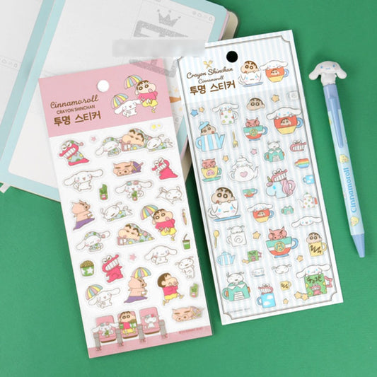 Shin-chan x Cinnamoroll Clear Stickers