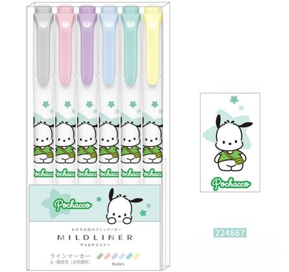 Sanrio Kirby Mildliner Double-Sided Highlighter - Set of 6