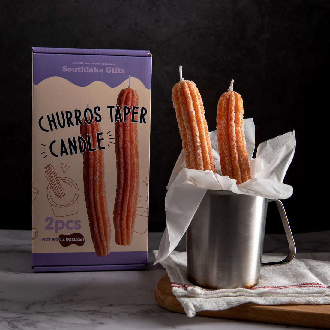 Sweet Churros Candle Set with Ceramic Holder
