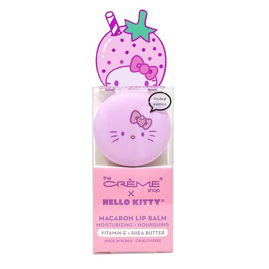[The Crème Shop] Hello Kitty | Macaron Lip Balm (Strawberry Rose Latte)
