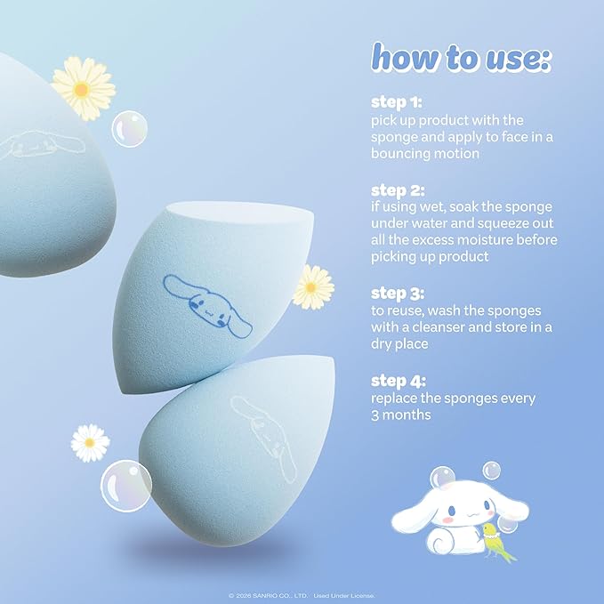 [The Crème Shop] Cinnamoroll Edge Cut Blending Sponge Duo