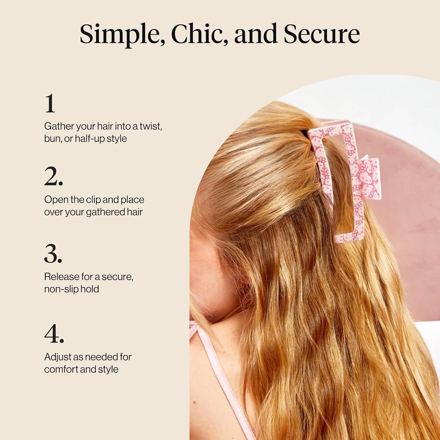 Hello Kitty x Kitsch Recycled Jumbo Open ClawClip-Pink Kitty