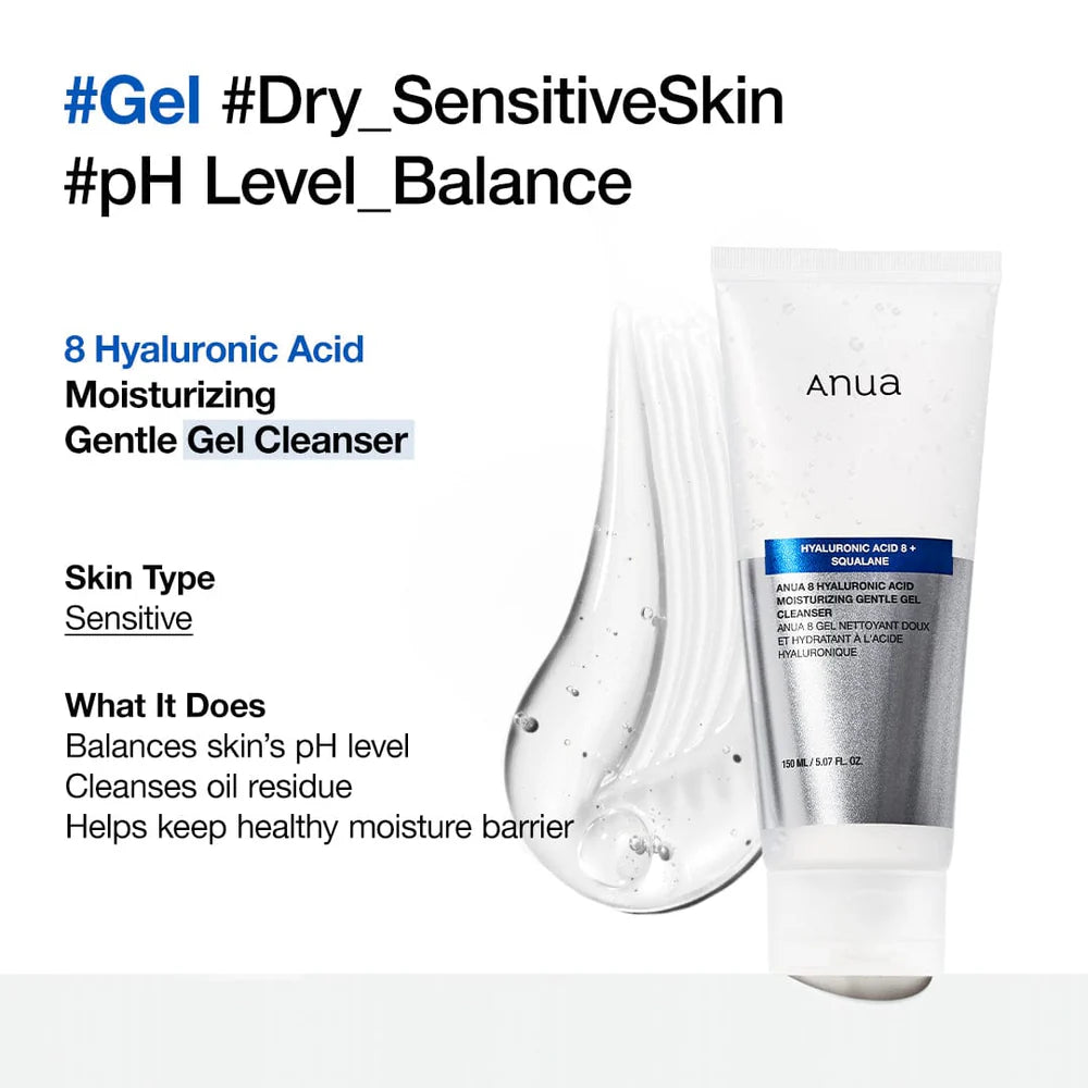 [ANUA] 8 HYALURONIC ACID MOISTURIZING GENTLE GEL CLEANSER 150ML