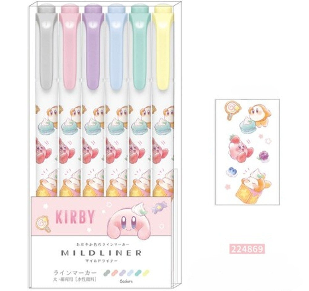 Sanrio Kirby Mildliner Double-Sided Highlighter - Set of 6