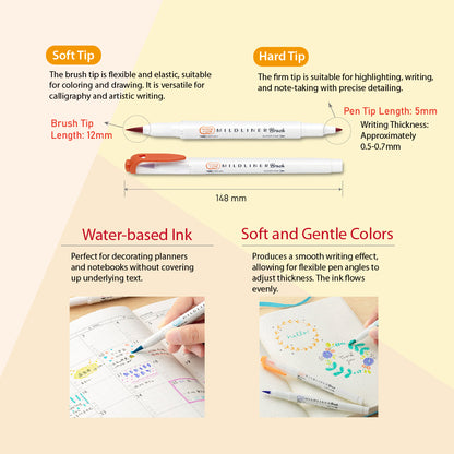 Zebra Mildliner Brush 5-Color Set