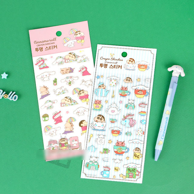 Shin-chan x Cinnamoroll Clear Stickers