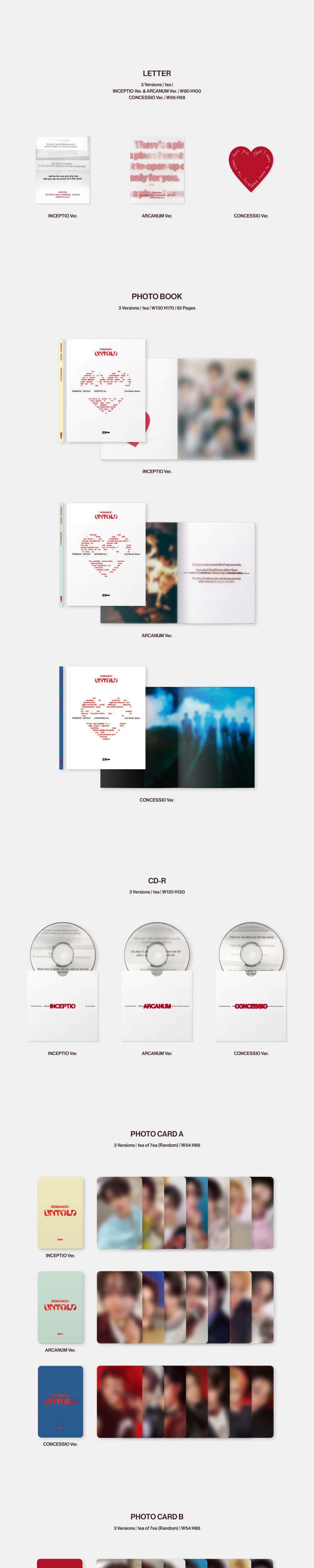 [ENHYPEN] ROMANCE_UNTOLD (INCEPTIO Ver. / ARCANUM Ver. / CONCESSIO Ver.)