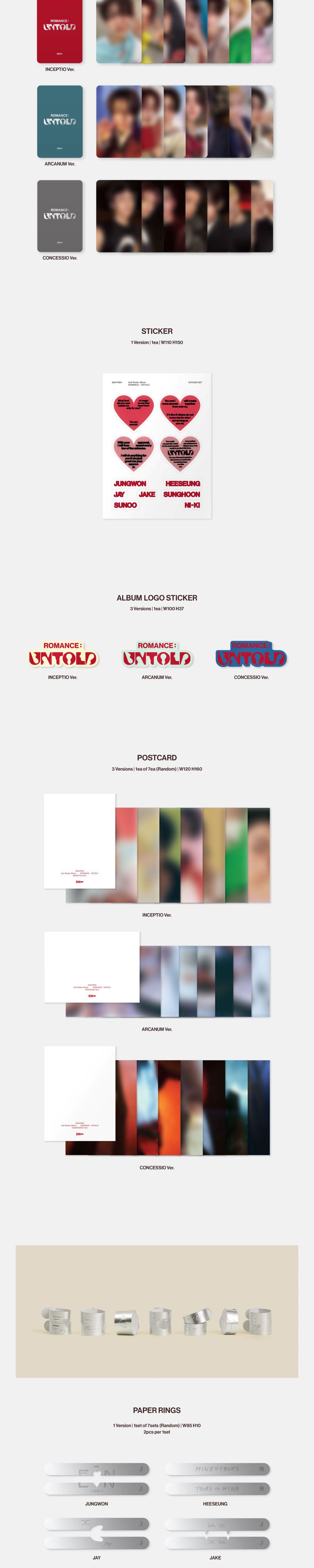 [ENHYPEN] ROMANCE_UNTOLD (INCEPTIO Ver. / ARCANUM Ver. / CONCESSIO Ver.)