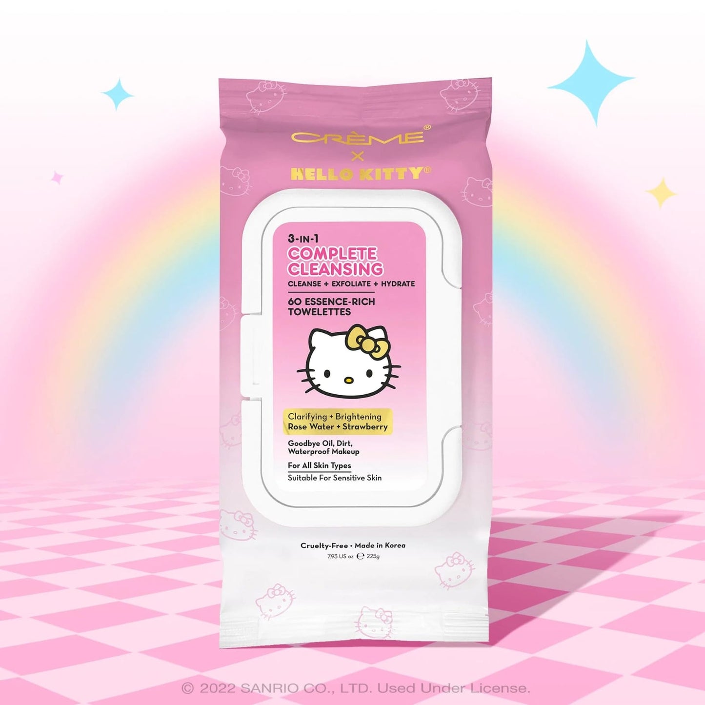 [The Crème Shop] Hello Kitty Cleansing Towelettes 60CT (RoseWater Strawberry)