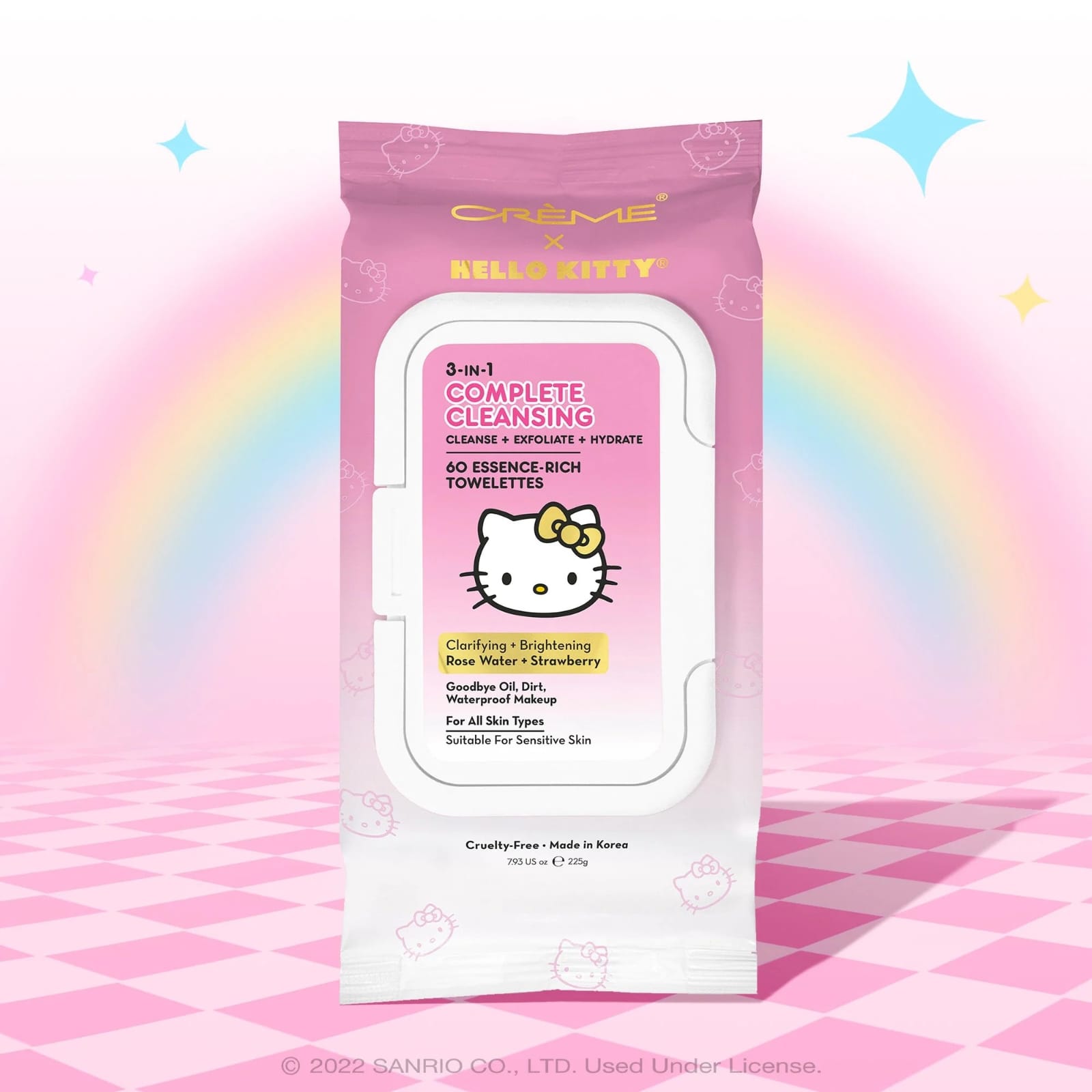 [The Crème Shop] Hello Kitty Cleansing Towelettes 60CT (RoseWater Strawberry)